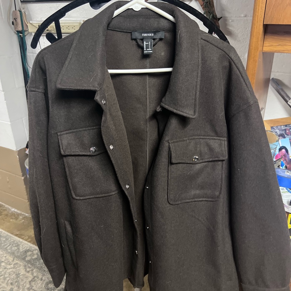 FOREVER 21 Dark Brown Wool-Blend Jacket
